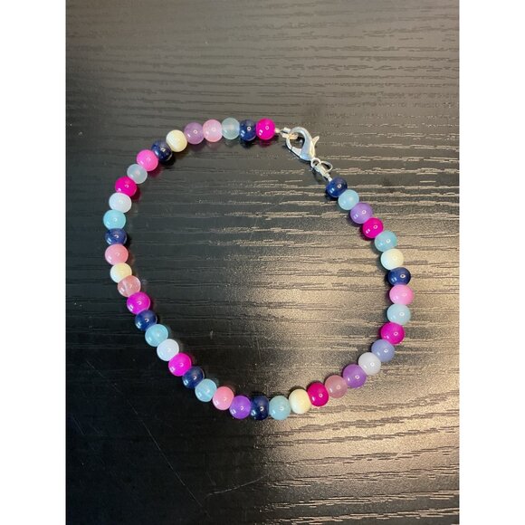 Colorful Beaded Anklet With Silver Tone Lobster Clasp - Picture 3 of 4
